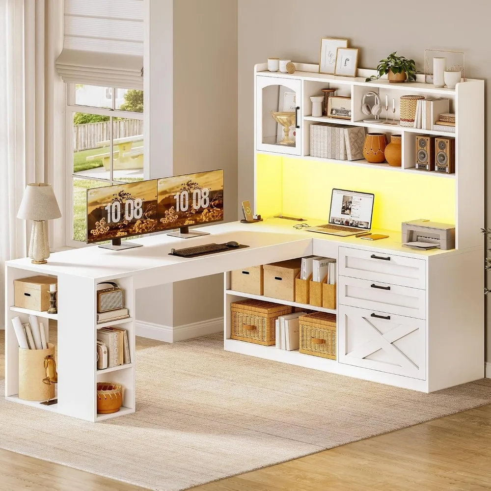 Home Office L Shaped Desk - SEDETA 팜하우스 L자형 사무실 책상(서랍 포함),