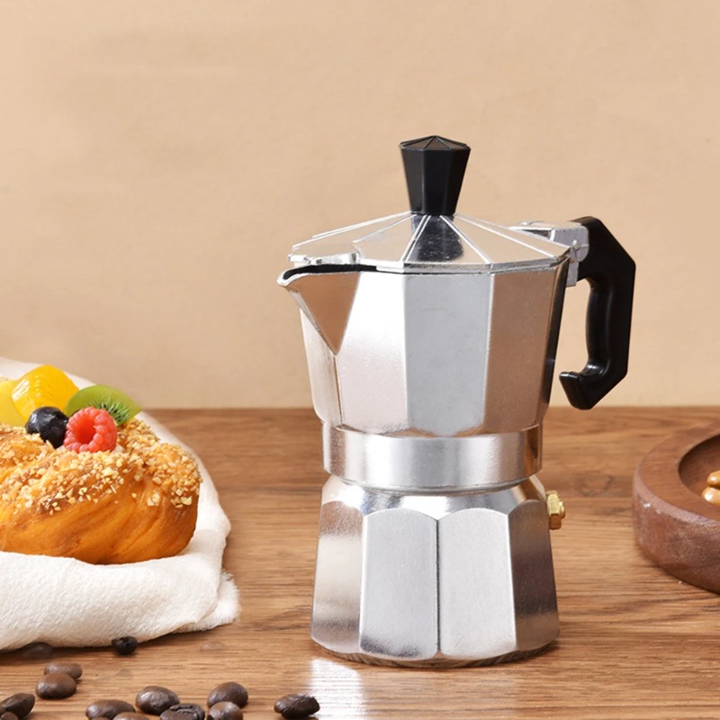 Home Office Moka - 휴대용 팔각형 알루미늄 모카포트 이탈리아 에스프레소