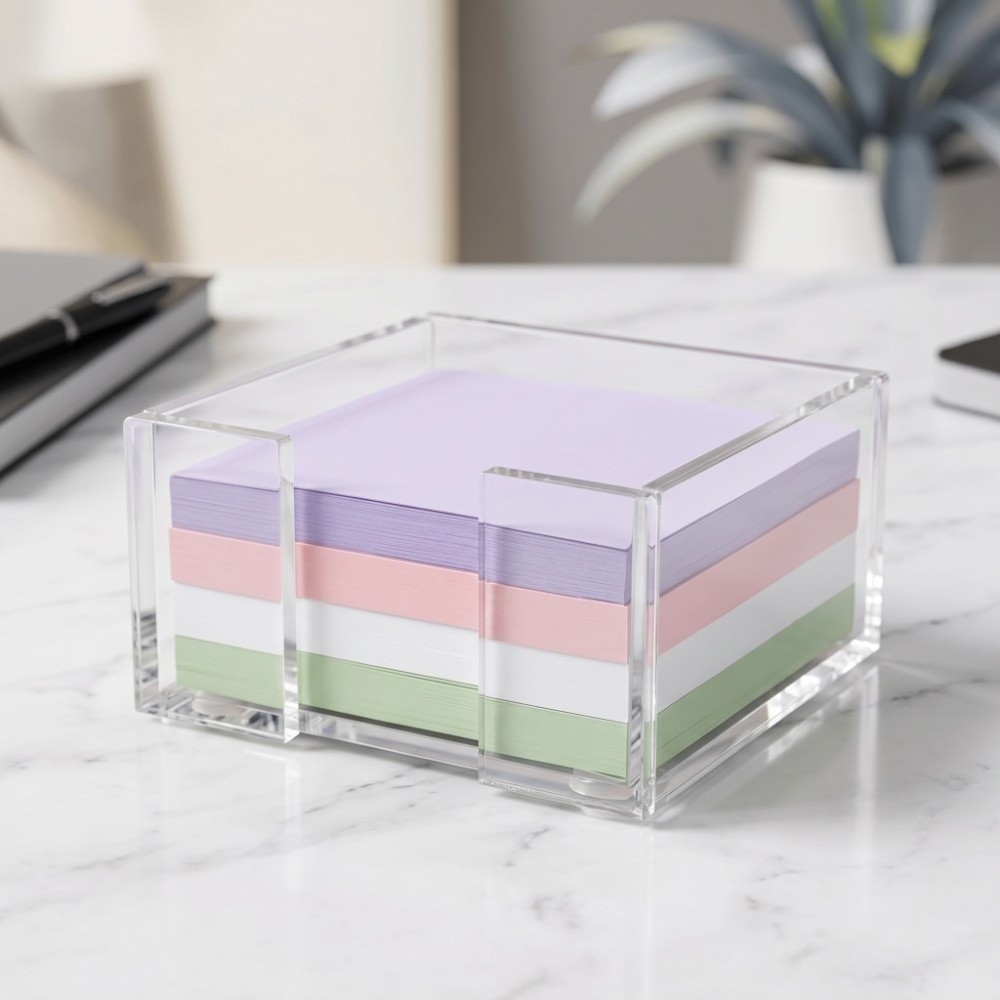 Sticky Note Dispenser - 투명 스티커 메모 홀더 다기능 크리스탈