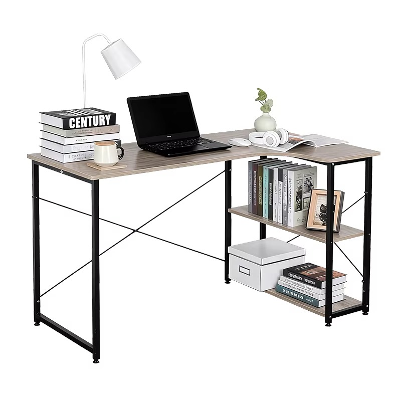Home Office L Shaped Desk - L자형 코너 책상, 책장이 통합된 벽걸이