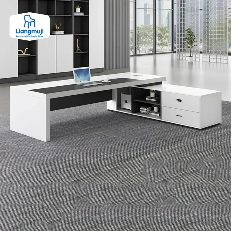 Home Office L Shaped Desk - 사무용 책상 벽장 서랍 화이트 테이블