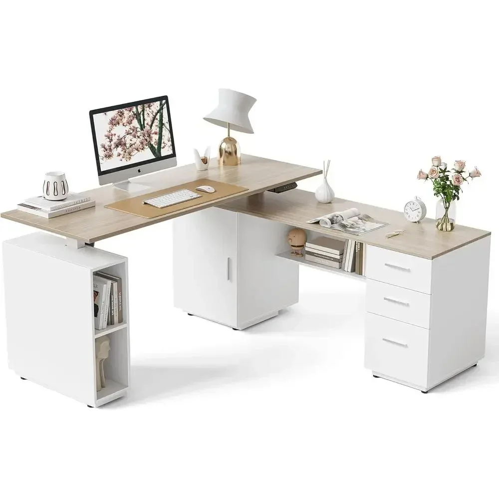 Home Office L Shaped Desk - 63형 L자형 임원용 스탠딩 데스크, 높이