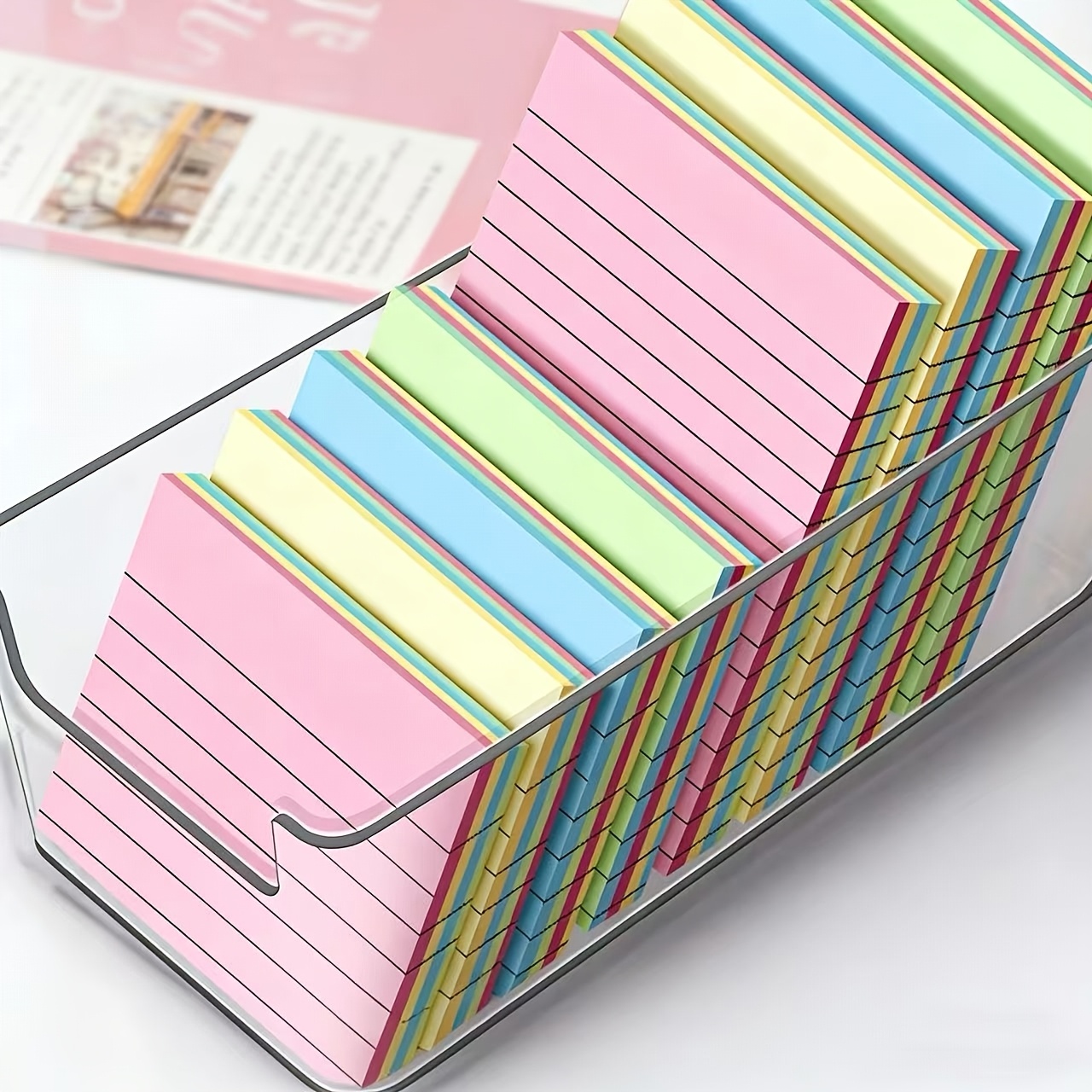 Sticky Note Dispenser - 다채로운 색상의 두꺼운 스티커 메모지 100/200개