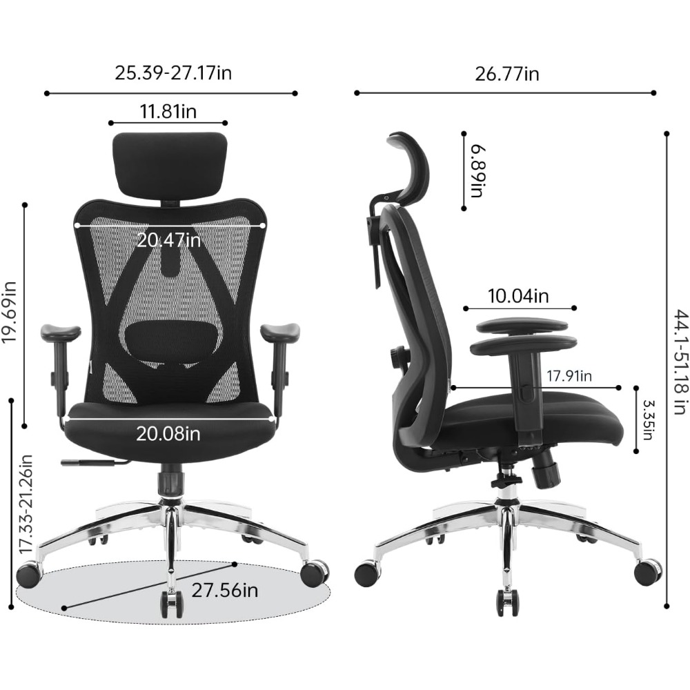 인체공학적 메쉬 데스크 의자, 조절 가능한 요추 지지대 - Home Office Desks 리뷰 및 가격