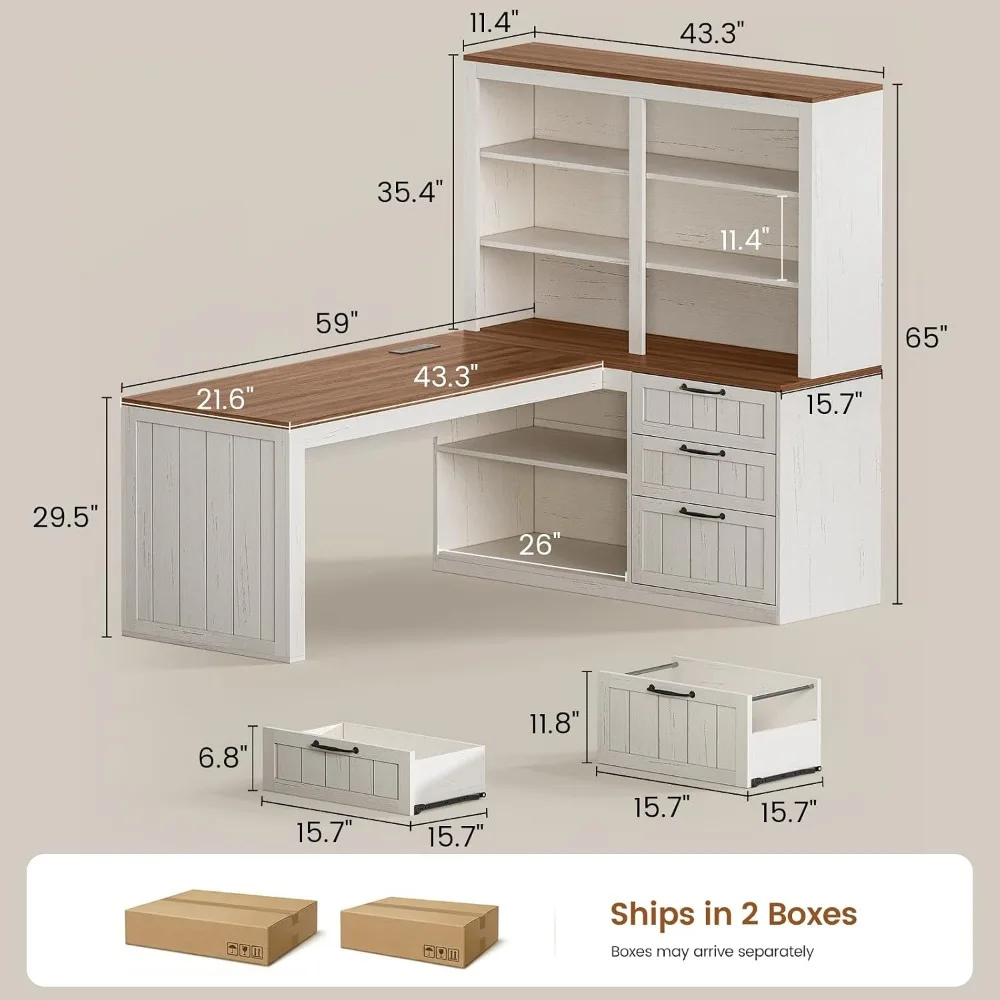 SEDETA 농가풍 L자형 컴퓨터 책상, 59인치 목재 - Home Office L Shaped Desk 리뷰 및 가격
