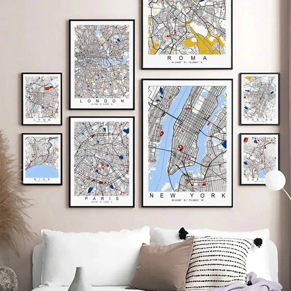 1pc 프레임리스 뉴욕 런던 파리 컬러 세계 도시 지도 - Home Office London 리뷰 및 가격