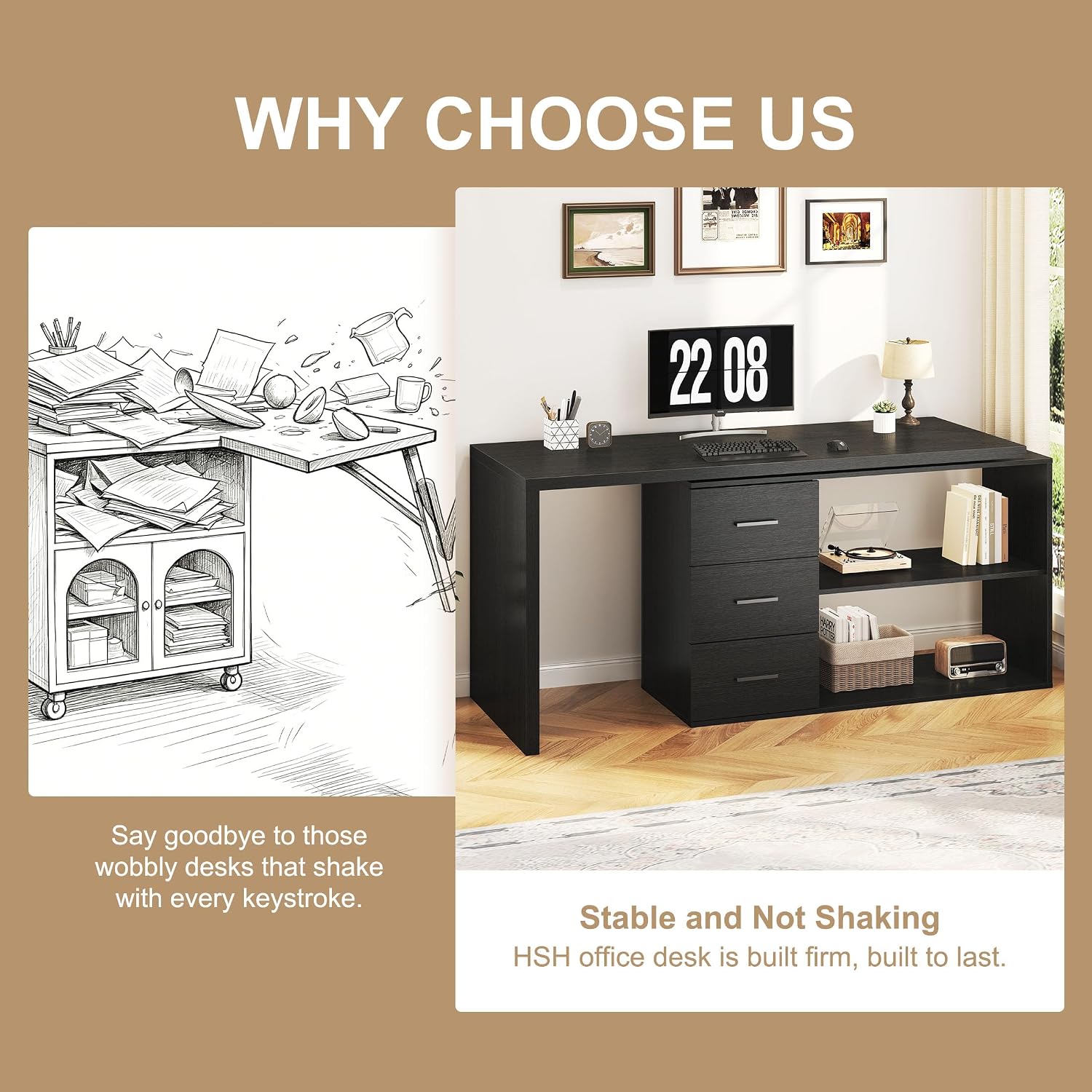 55-76인치 블랙 모던 L자형 책상, 수납 서랍이 있 - Home Office L Shaped Desk 리뷰 및 가격