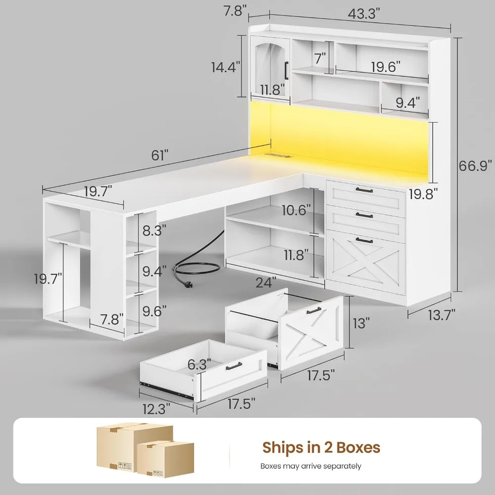 SEDETA 팜하우스 L자형 사무실 책상(서랍 포함), - Home Office L Shaped Desk 리뷰 및 가격