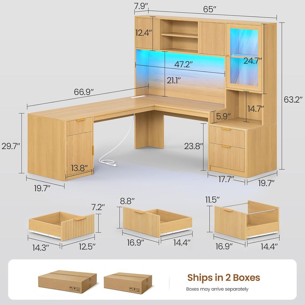 67 x 65 L자형 책상(RGB LED, 전원 콘센트 - Home Office L Shaped Desk 리뷰 및 가격