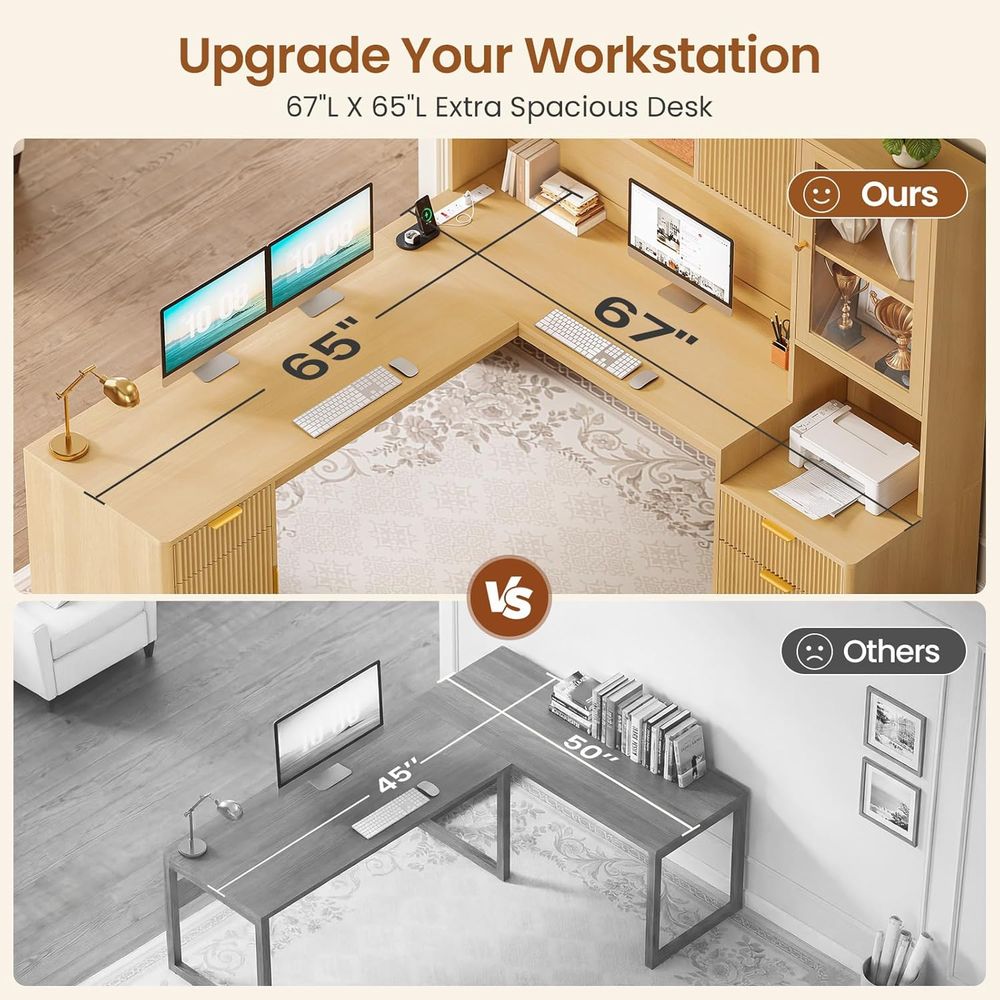 67 x 65 L자형 책상(RGB LED, 전원 콘센트 - Home Office L Shaped Desk 리뷰 및 가격