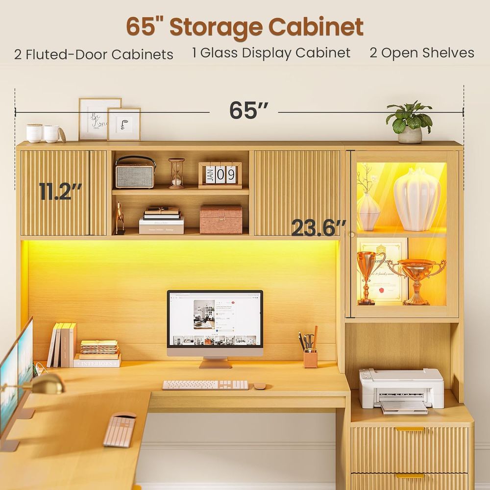 67 x 65 L자형 책상(RGB LED, 전원 콘센트 - Home Office L Shaped Desk 리뷰 및 가격
