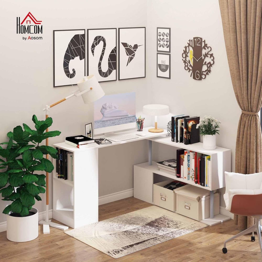 55인치 회전식 코너 컴퓨터 책상 - 모던한 L자형 회 - Home Office Shed 리뷰 및 가격