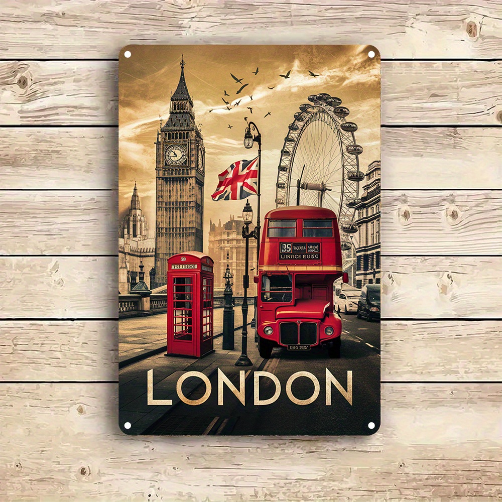 빈티지 런던 알루미늄 벽 장식 표지판 – 상징적인 이층 - Home Office London 리뷰 및 가격