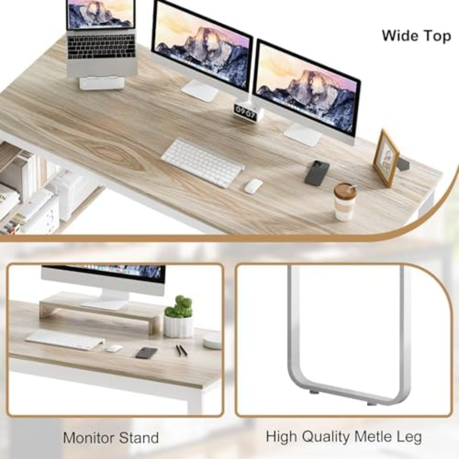 55인치 L자형 사무용 책상(서랍 포함), 흰색 및 호 - Home Office L Shaped Desk 리뷰 및 가격