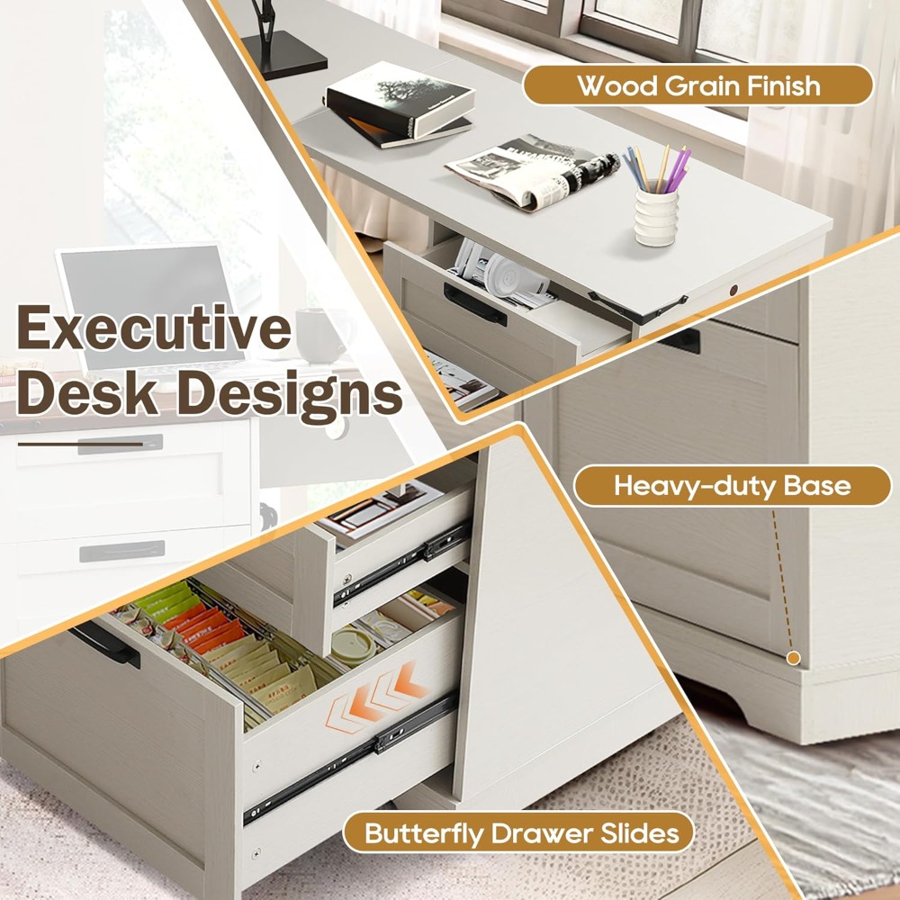 서랍이 있는 60인치 L자형 임원용 책상, 충전 스테이 - Home Office L Shaped Desk 리뷰 및 가격