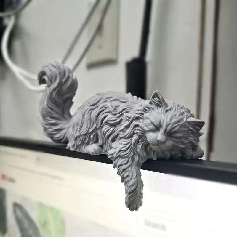 귀여운 긴 머리 수면 고양이 피규어 3D 프린팅 미니  - Home Office Gif 리뷰 및 가격