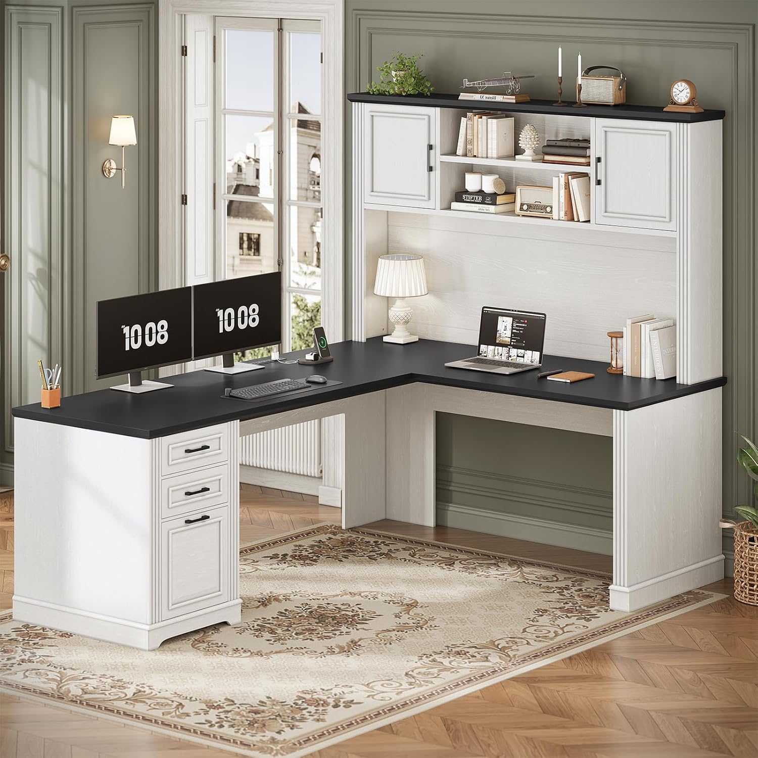 L자형 책상(상단 선반 포함) 및 3개의 서랍, 68. - Home Office L Shaped Desk 리뷰 및 가격