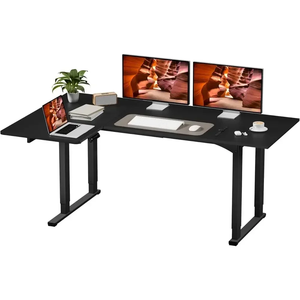 전기식 높이 조절 가능 L자형 책상, 71x43인치,  - Home Office L Shaped Desk 리뷰 및 가격