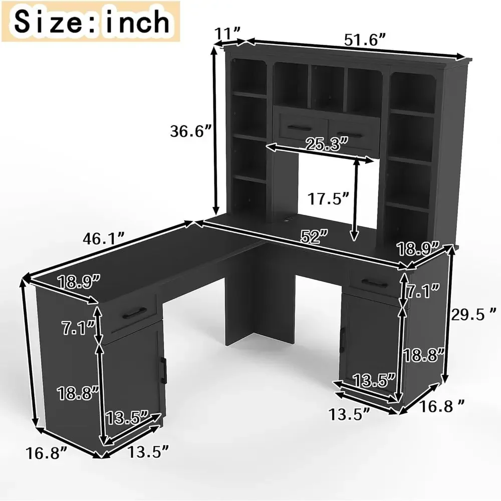 L자형 사무용 책상, 수납장, 오픈 선반이 있는 가정용 - Home Office L Shaped Desk 리뷰 및 가격