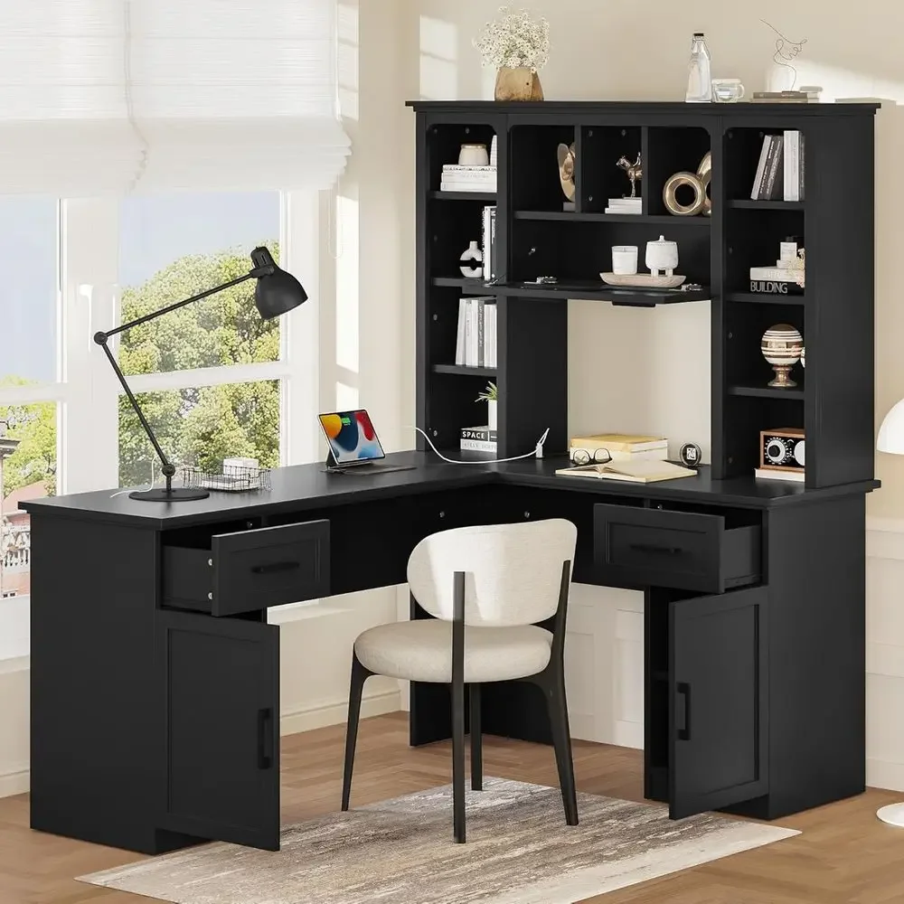 L자형 사무용 책상, 수납장, 오픈 선반이 있는 가정용 - Home Office L Shaped Desk 리뷰 및 가격
