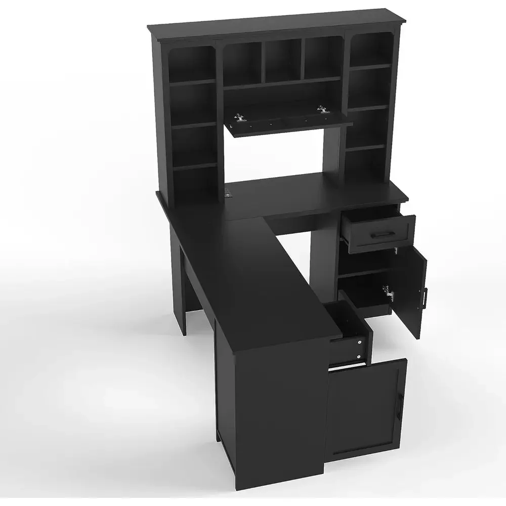 L자형 사무용 책상, 수납장, 오픈 선반이 있는 가정용 - Home Office L Shaped Desk 리뷰 및 가격