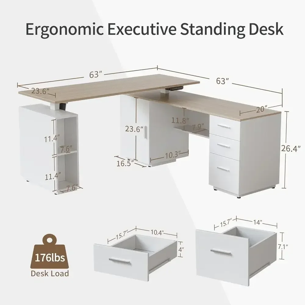 63형 L자형 임원용 스탠딩 데스크, 높이 조절 가능, - Home Office L Shaped Desk 리뷰 및 가격