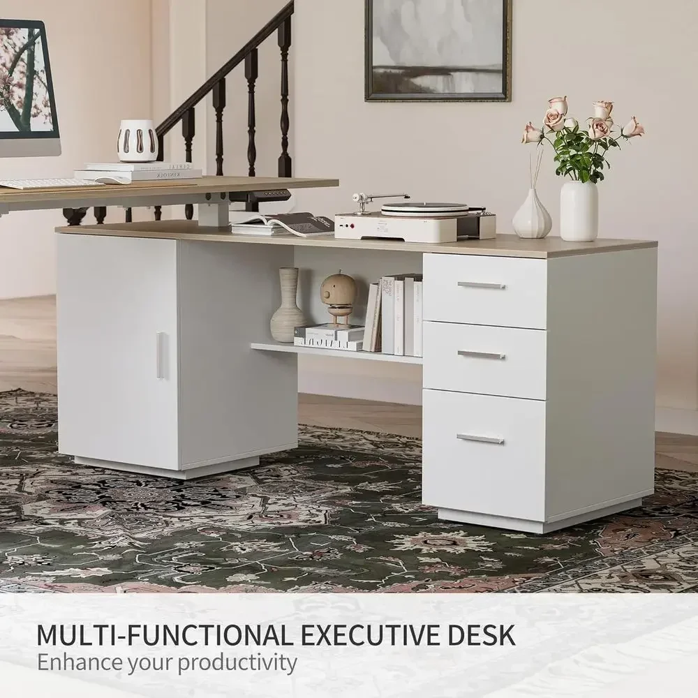 63형 L자형 임원용 스탠딩 데스크, 높이 조절 가능, - Home Office L Shaped Desk 리뷰 및 가격