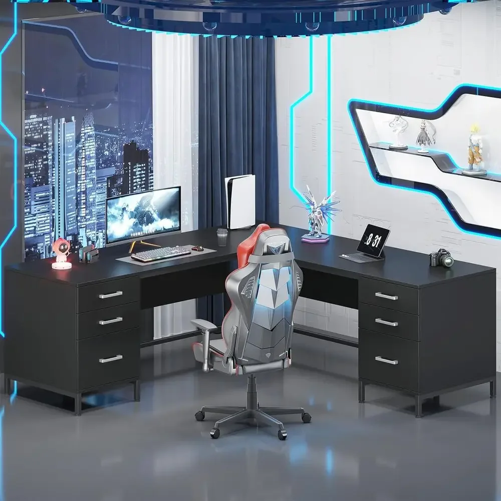 수납장이 있는 대형 L자형 목재 책상, 홈 오피스, 임 - Home Office L Shaped Desk 리뷰 및 가격