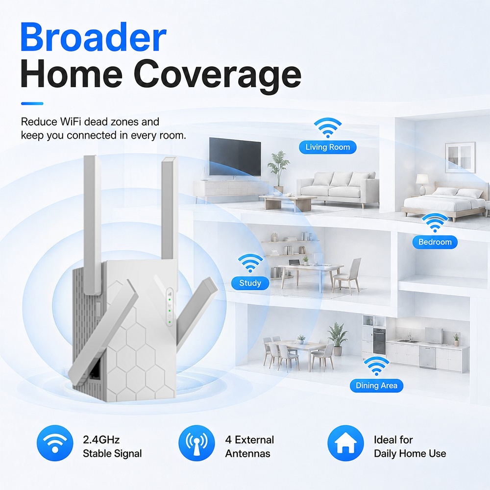 새로운 WiFi 리피터 802.11b/g/n 300Mb - Home Office Border Force 리뷰 및 가격