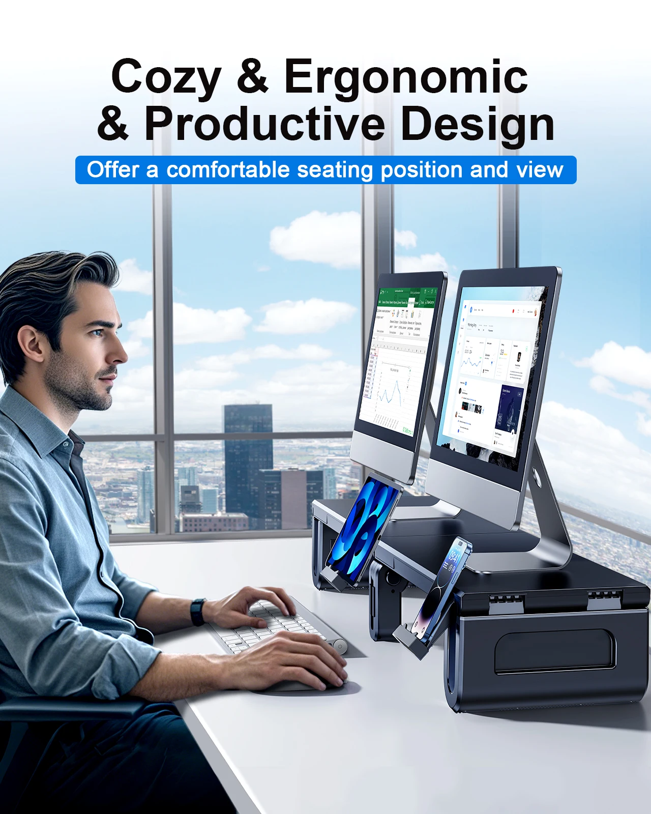 Oatsbasf 듀얼 모니터 스탠드 라이저 높이 조절  - Monitor Riser Stand 리뷰 및 가격